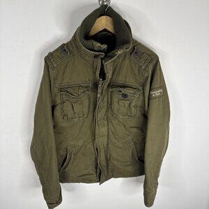 Abercrombie Fitch Jacket Mens M Quilted Military Army Green Utility Vintage Y2K